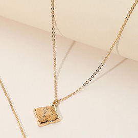 Semi Precious Quatrefoil Pendant Necklace