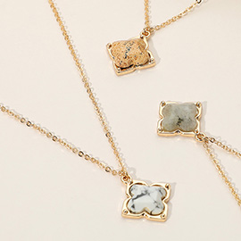 Semi Precious Quatrefoil Pendant Necklace
