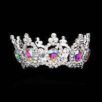 Crystal Teardrop Rhinestone Pave Crown Mini Tiara