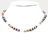 Burnished Metal Ball Beaded Necklace