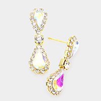 Double Teardrop Accented Dangle Evening Earrings