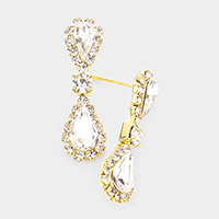 Double Teardrop Accented Dangle Evening Earrings