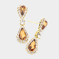 Double Teardrop Accented Dangle Evening Earrings