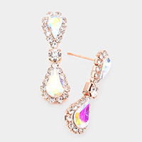 Double Teardrop Accented Dangle Evening Earrings