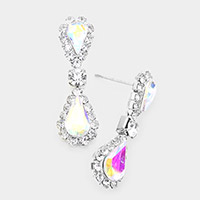 Double Teardrop Accented Dangle Evening Earrings