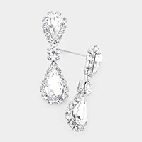 Double Teardrop Accented Dangle Evening Earrings