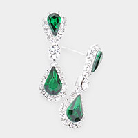 Double Teardrop Accented Dangle Evening Earrings