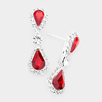 Double Teardrop Accented Dangle Evening Earrings