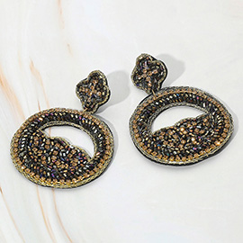 Rhinestone Beaded Quatrefoil Link Dangle Earrings