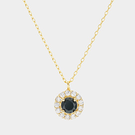 Gold Dipped CZ Round Pendant Necklace