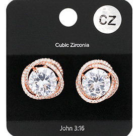 CZ Round Accented Stud Evening Earrings
