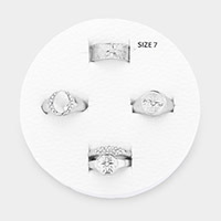 5PCS - Rhinestone Embellished Metal North Star Evil Eye Mixed Rings