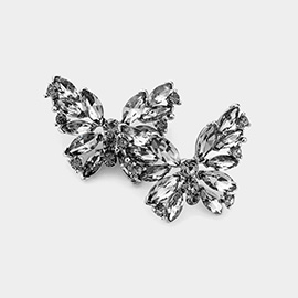 Round Marquise Stone Cluster Butterfly Evening Earrings