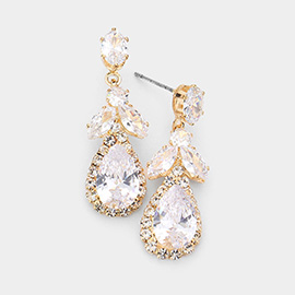 CZ Multi Stone Dangle Evening Earrings