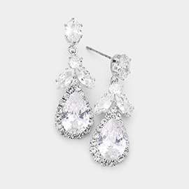 CZ Multi Stone Dangle Evening Earrings