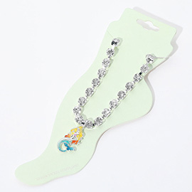 Enamel Mermaid Charm Round Stone Anklet
