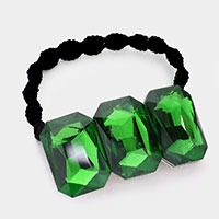 Triple Crystal Rectangle Accented Stretch Hairband