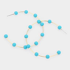 Matte Bead Ball Station Hoop Earrings
