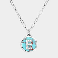 -E- Monogram Turquoise Pendant Necklace