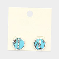 -I- Initial Monogram Turquoise Stud Earrings