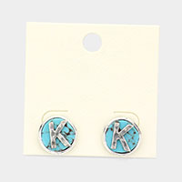 -K- Monogram Turquoise Stud Earrings