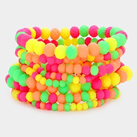 9PCS - Faceted Bead Stretch Bracelets