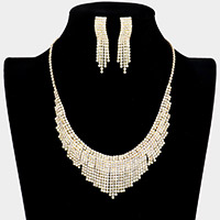 Crystal Rhinestone Pave Fringe Necklace
