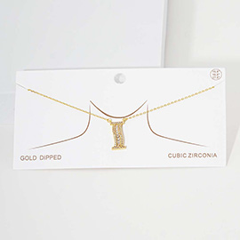 -I- CZ Monogram Pendant Necklace