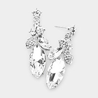 Marquise Stone Accented Dangle Evening Earrings