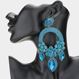 Oversized Marquise Triple Flower Chandelier Evening Earring