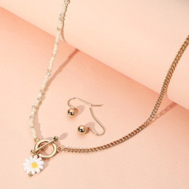 Flower Pendant Seed Beaded Necklace