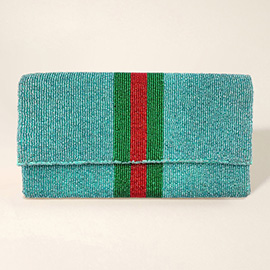 Color Block Seed Beaded Clutch / Crossbody Bag