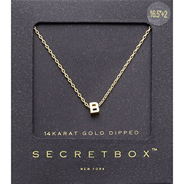-B- Secret Box _ 14K Gold Dipped Monogram Pendant Necklace