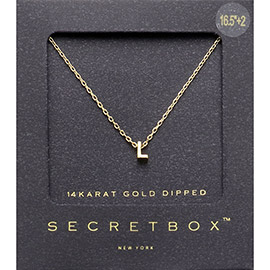 -L- Secret Box _ 14K Gold Dipped Monogram Pendant Necklace
