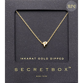 -P- Secret Box _ 14K Gold Dipped Monogram Pendant Necklace