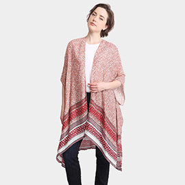 Flower Patterned Cover Up Kimono Poncho