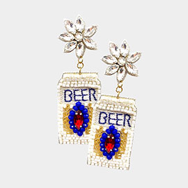 Felt Back Beaded Beer Dangle Earrings
