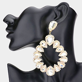 Teardrop Stone Cluster Dangle Evening Earrings