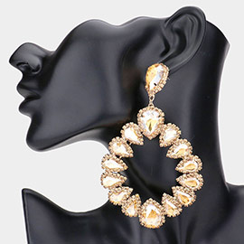 Teardrop Stone Cluster Dangle Evening Earrings