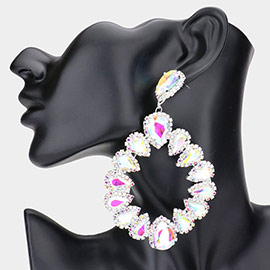 Teardrop Stone Cluster Dangle Evening Earrings