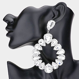 Teardrop Stone Cluster Dangle Evening Earrings