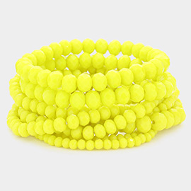 9PCS - Faceted Bead Stretch Bracelets