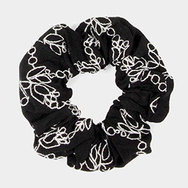 Embroidery Flower Scrunchie Hairband