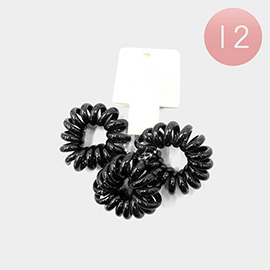 12 SET OF 3 - Clear Colorful Spiral Hair Bands