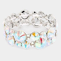 Round Stone Cluster Stretch Evening Bracelet