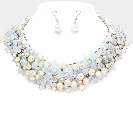Natural Stone Faceted Beaded Collar Necklace