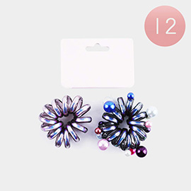 12 SET OF 2 - Colorful Pearl Embellished Spiral Hair Bands