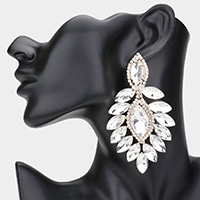 Marquise Stone Cluster Dangle Evening Earrings