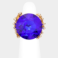 Metal Twig Detailed Round Stone Stretch Ring