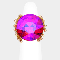 Metal Twig Detailed Round Stone Stretch Ring